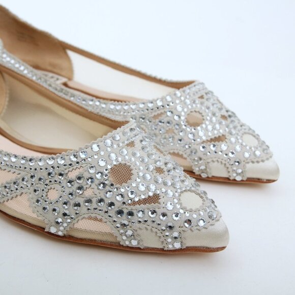 NIB Badgley Mischka Gigi Crystal Embellished Pointed Toe Flats - Picture 14 of 15